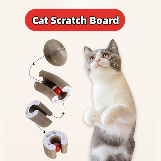 Magic Organ Foldable Cat Scratch Board Toy With Bell Cat Grinding Claw Cat Climbing Frame Round Corrugated Cats Interactive Toys